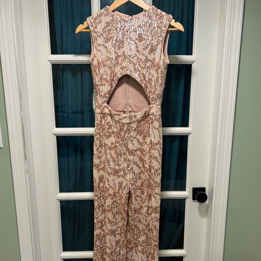 Blush Sequin Jumpsuit, Sho by Tadashi Soji, Size 4
